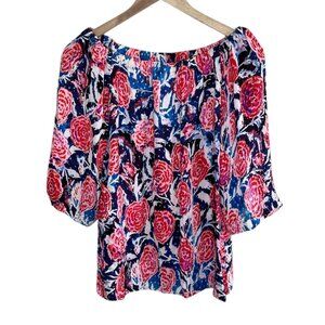 Fuzzi by jean paul gaultier Floral Print Off-Shoulder Chiffon Blouse 38